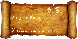 Vingler Béla névjegykártya